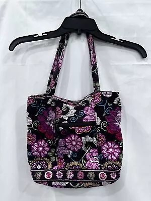 Vera Bradley Retired Libby Pattern MOD Floral Pink Brown Quilted Fabric Tote • $16.80