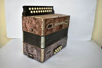 Antique Hohner Button Box Accordion Melodeon Musical Instrument Bellows Rare   • $467.22