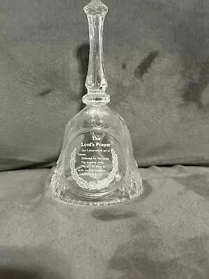 Vintage  Lord's Prayer  Cyrstal 8 Inch Bell With Frosted Praying Hands • $15