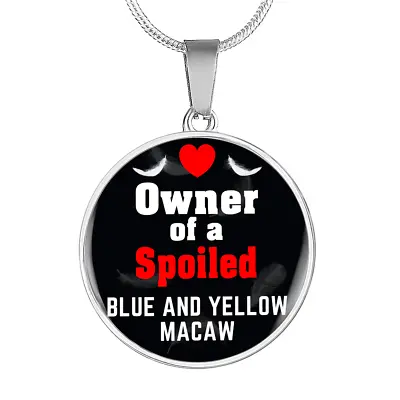 Blue And Yellow Macaw Bird Owner Necklace Circle Pendant Stainless Steel Or 18k • $44.95