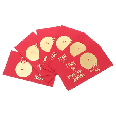  6 Pcs Hong Bao Gift Wedding Favors Year Of The Rabbit Red Envelope Cartoon • £5.35