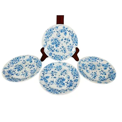 Vintage Blue Corelle By Corning Blue Flower Dessert Salad Plates Set Of 4 • $59.94
