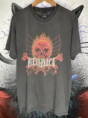 Vintage Giant X Metallica 1997 Rebel Pushead Flaming Skulls T-Shirt - L • $125