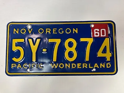 Oregon 1960 5Y PACIFIC WONDERLAND License Plate With Metal Tag. NR & Free Ship. • $80