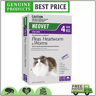 Advocate For Cats 6 Doses Flea Heartworm Worms Control FREE Ship • $36.92