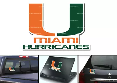 Miami Hurricanes Sticker Decal Car Truck Window Wall Laptop Phone Hood Bumper • $4.50