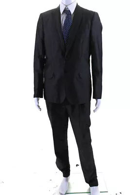 Paul Smith Mens Gray Two Button Long Sleeve Blazer Pants Suit Set Size 42 34 • $121.99