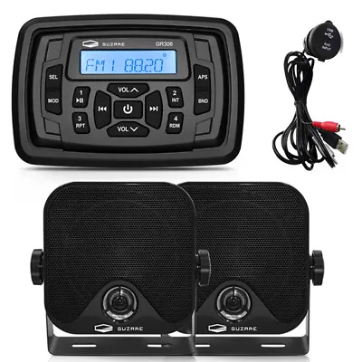 Marine Stereo Bluetooth Audio System ATV UTV Radio+ Waterproof Speaker+USB Cable • $114.99