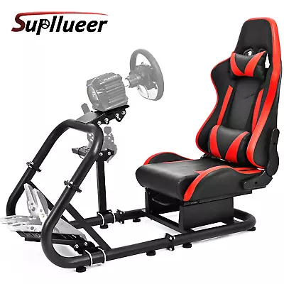 Supllueer Racing Simulator Cockpit Stand With Red Seat Fit Logitech G920 G923 • $289.99