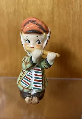 🎄Vintage Christmas Boy Figurine Bell Caroler Playing Flute Chess • $39