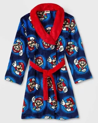 Super Mario Robe Size 4-5 6-7 Small Boys Bathrobe Pajamas Cover Up Blue Red NEW • $32.95