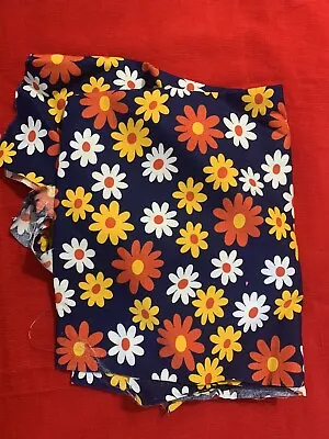 Vintage 70s Mod Daisy Canvas Cotton Fabric • $24.99