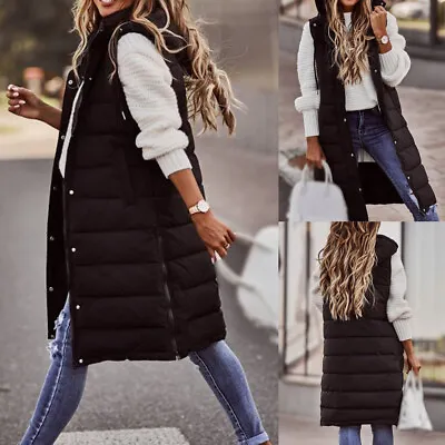£26.59 • Buy Womens Hooded Quilted Padded Gilet Waistcoat Ladies Sleeveless Vest Body Warmer