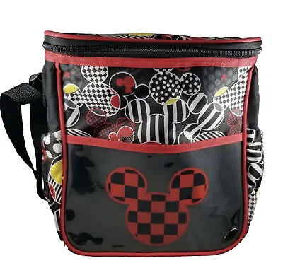 Disney Mickey Head Diaper Bag Lunch Tote Small Black Red Checker • $19.30