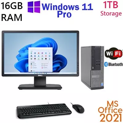 Windows 11 Dell I5 3.2 Ghz 16GB RAM 1TB 22  LCD Desktop Computer PC Office 2021 • $210.99