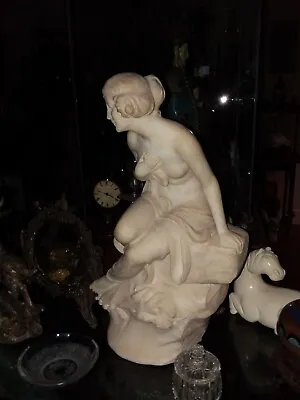 Art Nouveau Antique Carved Alabaster Marble Statue Of A Woman • $2800