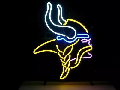 17 X14  Minnesota Vikings Football Neon Sign Light Lamp Glass Handmade Tube MM95 • $123.35