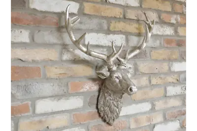 £57.98 • Buy Wall Mounted Silver Stag Head Wall Plaque Decoration 