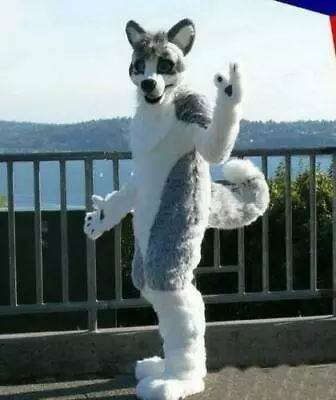 Long Fursuit Husky Wolf Dog Mascot Costume Cosplay Party Dress Outfit Adult • £307.06