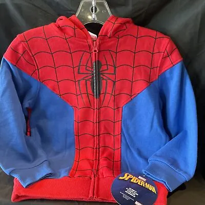 Marvel Spiderman Zip Up Hoodie Mask Kids Sweatshirt Size 5/6 • $25.99