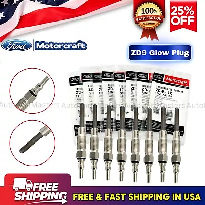 Set Of 8 Motorcraft ZD-9 Glow Plugs For 7.3L IDI Ford F250 F350 F59 Diesel ZD9- • $27.16