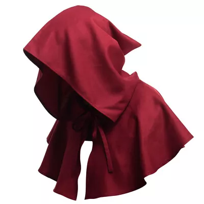 Men Women Medieval Cowl Hat Renaissance Monk Halloween Cosplay Hooded Cape 83 • $22.58