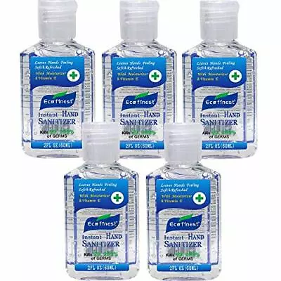 5x 60ml Eco Finest 75% Alcohol Hand Sanitiser Gel  Kills 99.9% Of Bacteria • £4.95