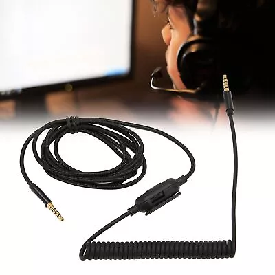 Headphone Coiled Cable 6.6ft Adjustable Volume Replacement Sound Spring Cabl GDS • £11.99