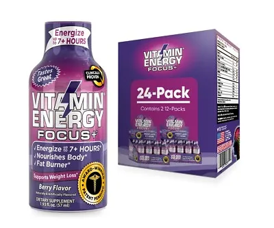 (24 Pack) Vitamin Energy® Focus+ Berry Energy Shots Clinically Proven • $49.95
