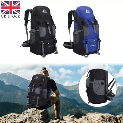 50L Comfortable Outdoor Hiking Rucksack Camping Bag Travel Backpack Waterproof • £24.99