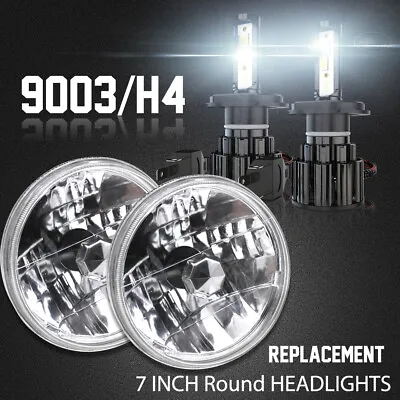 Pair 7inch Round LED Headlights Combo 6000k Light For Chevy C10 C20 Pickup Nova • $139.99