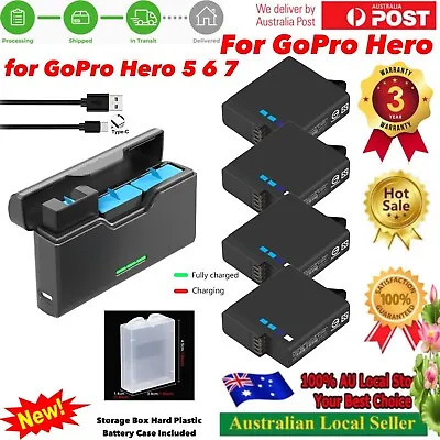 4x Battery For GoPro Hero 7/6/5 Black/Charger For Go Pro Hero7 6 Hero5 Black +SB • $68.10