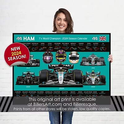 Formula 1 2024 Lewis Hamilton Detailed Season Dates Wall Calendar F1 Print • £20