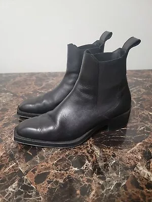 Zara Men Leather Ankle Boots Black Sz Us 10 • $41