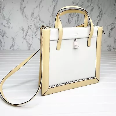 Vintage Missoni PVC Crossbody Bag Purse Cream White Vegan Leather Tassel Tote • $68