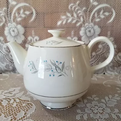 Vintage MCM Homer Laughlin Celeste Footed Tea Pot Silver Accent Trim • $26.97