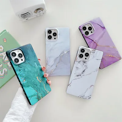 $15.05 • Buy Luxury Square Marble Print Phone Case For IPhone 13 11 12 Pro Max 7 8 + XR Cover