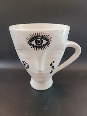 Designer Jonathan Adler Muse Inked Giuliette Two Faced Porcelain Mug Cup • $39.99