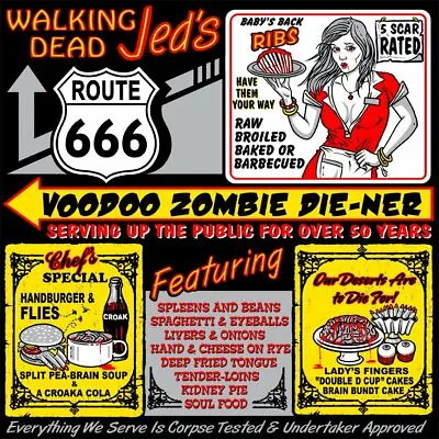 Funny Walking Dead Jeds Rt 666 Voodoo Zombie Die-ner Diner Sweatshirt  Z3 • $18.99