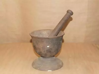 Vtg Antique Cast Iron Footed Mortar & Pestle Vintage Pharmacy Apothecary Tool • $95