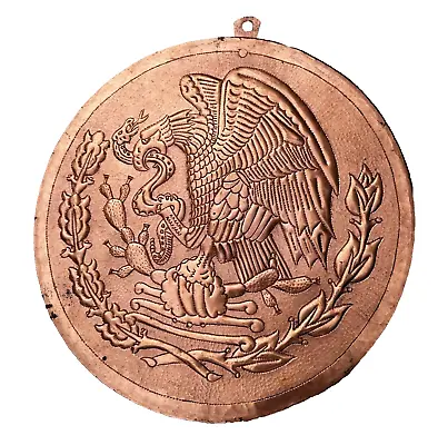 Solid Copper Wall Plate Eagle With Snake In Mouth Mexican 12  • $29.99