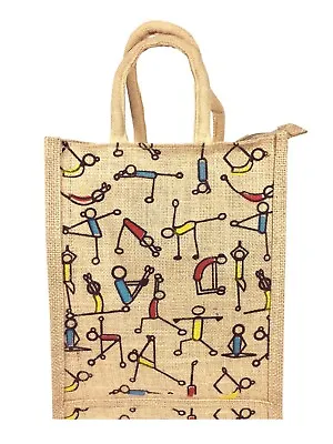 Handblock Printed Jute Tote Handbags For Travel Multipurpose Shopping 10X12 Inch • $13