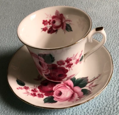 £7.50 • Buy Royal Osborne 'Jacqueline' Roses Fine Bone China Teacup And Saucer