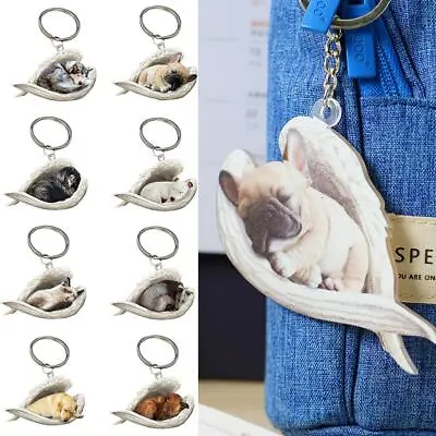 £1.85 • Buy Hanging Ornament Keychain Cute Sleeping Angel Dog Wing Dog Pendant Car Gift