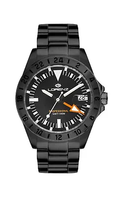 $134.30 • Buy Men's Watch Lorenz Diver GMT PROFESSIONAL, Black Gun, Dual Time, Swiss Made,