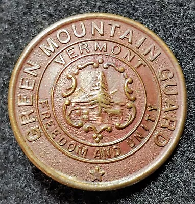 Vermont Green Mountain Guard Brass Badge Military Ww I Era • $24.95