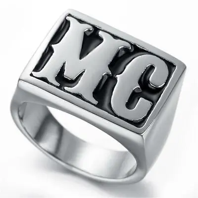 Mens Stainless Steel Gold Motorcycle Club Mc Biker Ring For Men Size 7-15 • $8.58