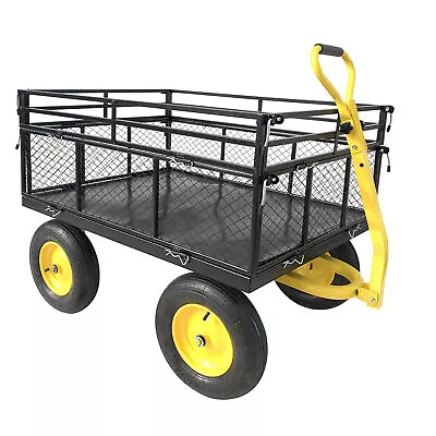 Heavy-Duty Steel Garden Cart Lawn Utility Cart 1400lbs Load W/ Removable Sides • $209