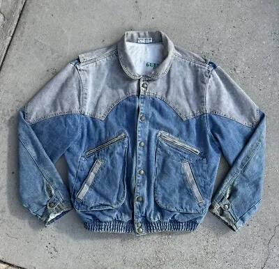 Vintage 80s Guess Georges Marciano 1986 Marty Mcfly Denim Jean Jacket Size L • $200