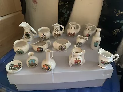 W.H Goss Crested Ware Items 15 Mixed Crests Ornaments • £25